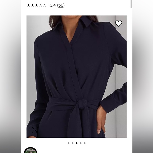 Women's Self-Belt Long-Sleeve Surplice Georgette Midi Dress - Picture 3 of 6